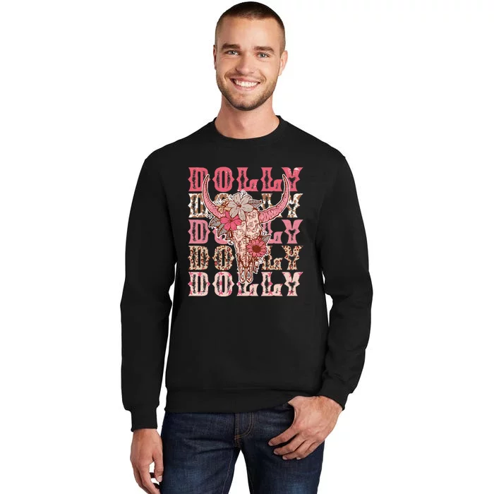 Trendy Dolly First Name Guitar Pink Cowgirl Western Tall Sweatshirt