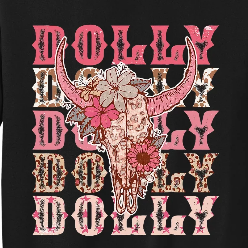 Trendy Dolly First Name Guitar Pink Cowgirl Western Tall Sweatshirt