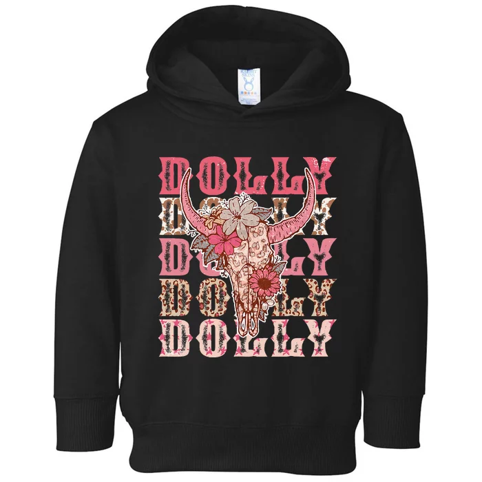 Trendy Dolly First Name Guitar Pink Cowgirl Western Toddler Hoodie