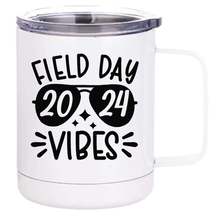 Tie Dye Field Day Vibes Funny For Teacher Field Day 2024 Front & Back 12oz Stainless Steel Tumbler Cup