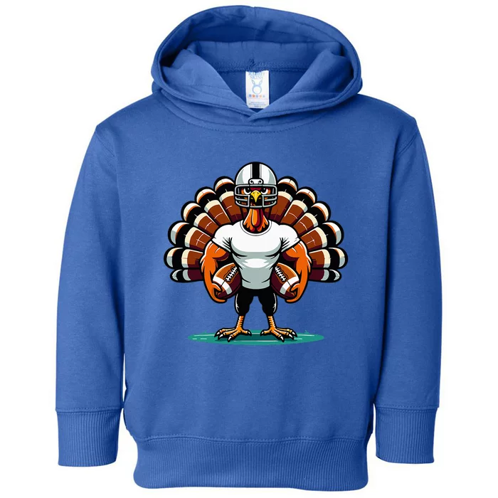 Turkey Day Football Player Fall Thanksgiving Toddler Hoodie