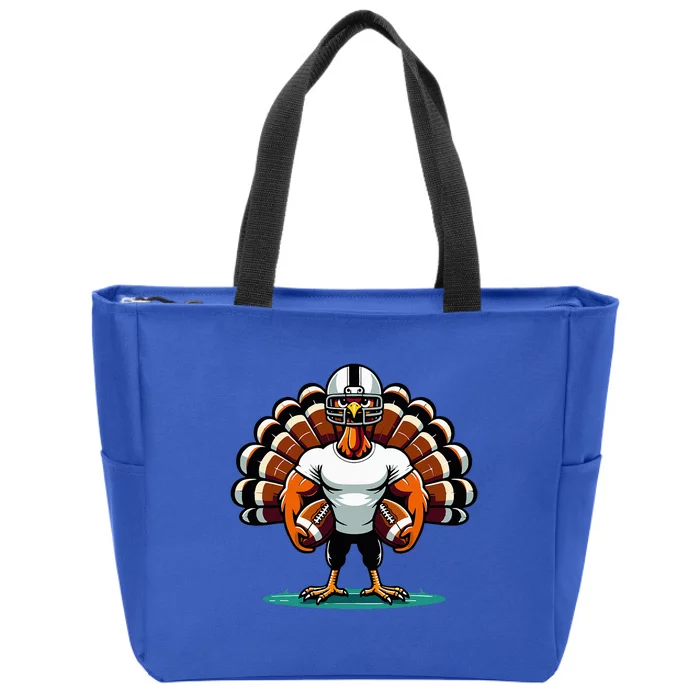 Turkey Day Football Player Fall Thanksgiving Zip Tote Bag