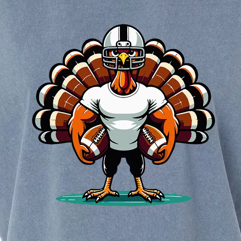 Turkey Day Football Player Fall Thanksgiving Garment-Dyed Women's Muscle Tee