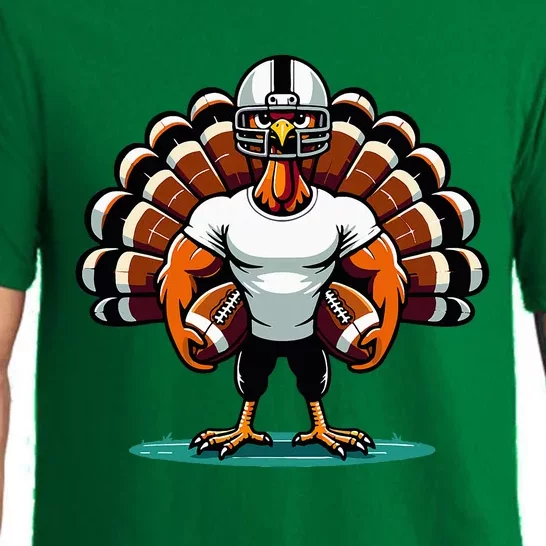 Turkey Day Football Player Fall Thanksgiving Pajama Set