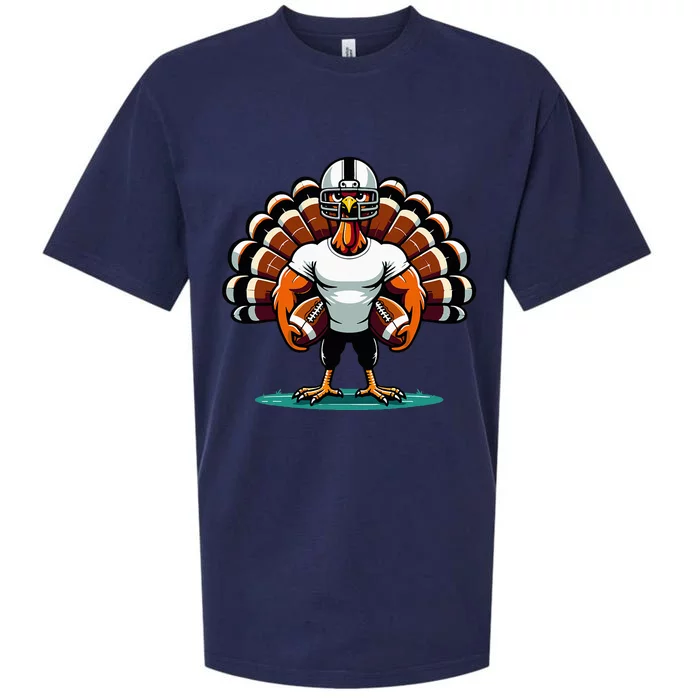 Turkey Day Football Player Fall Thanksgiving Sueded Cloud Jersey T-Shirt