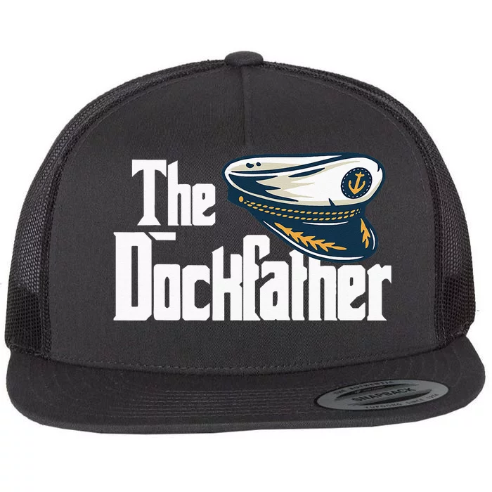 The Dockfather Funny Boating Fishing Boat Dad Captain Boater Flat Bill Trucker Hat