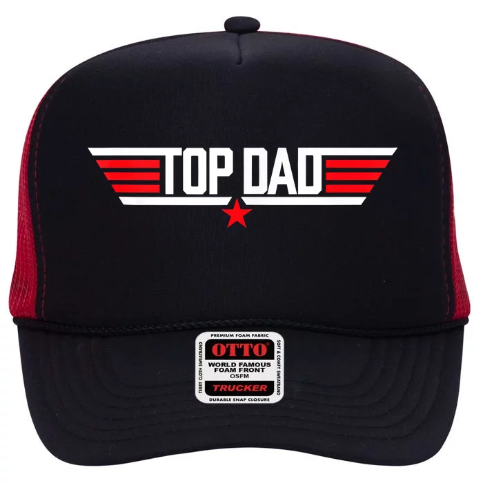 Top Dad Funny 80s Father Air Humor Movie Gun Fathers Day High Crown Mesh Trucker Hat