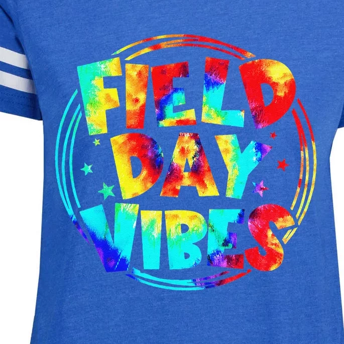 Tie Dye Field Day Vibes Last Day Of School Field Day Teacher Enza Ladies Jersey Football T-Shirt