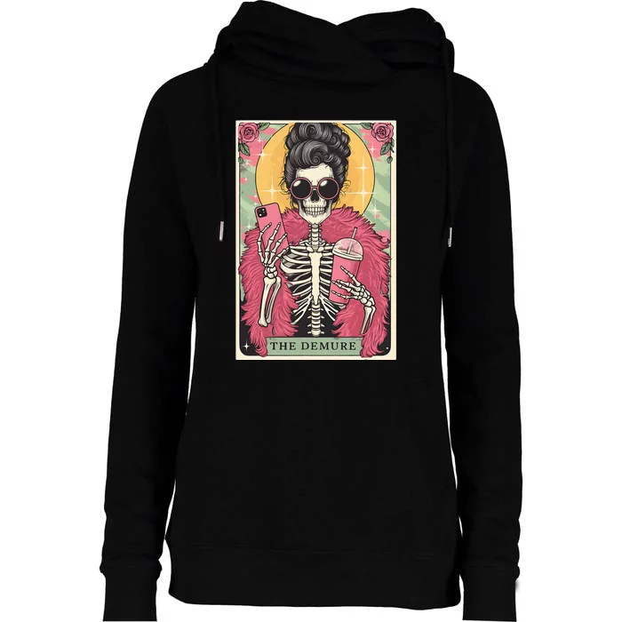 The Demure Funny Tarot Card Meme Womens Funnel Neck Pullover Hood