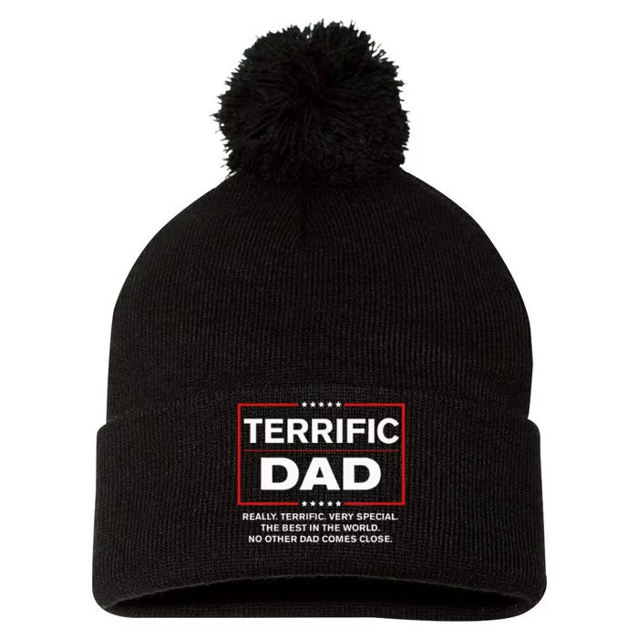 Terrific Dad Funny Donald Trump Fathers Day Gift Pom Pom 12in Knit Beanie