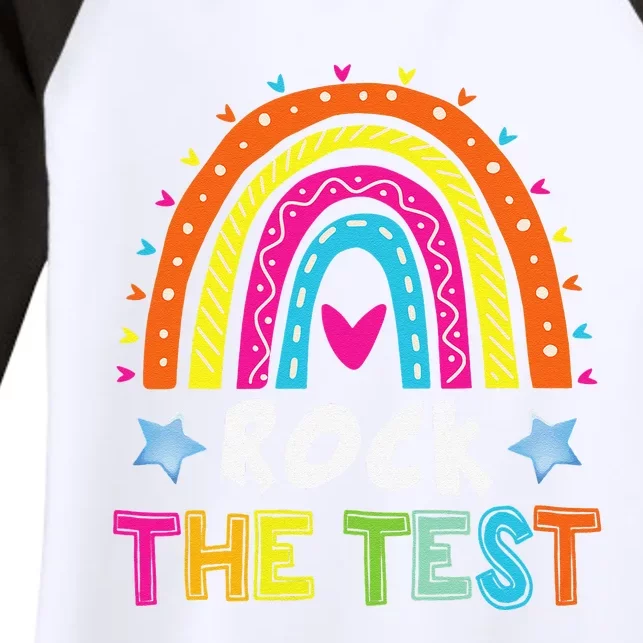 Test Day Funny Rock The Test Teacher Testing Day Rainbow Women's Tri-Blend 3/4-Sleeve Raglan Shirt