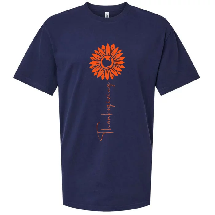 Turkey Day Fun Sunflowerthemed Autumn Celebration Sueded Cloud Jersey T-Shirt