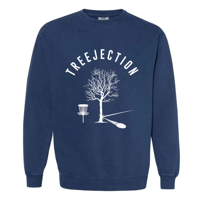 Treejection Disc Golf Funny Sports Tree Disc Golf Player Garment-Dyed Sweatshirt