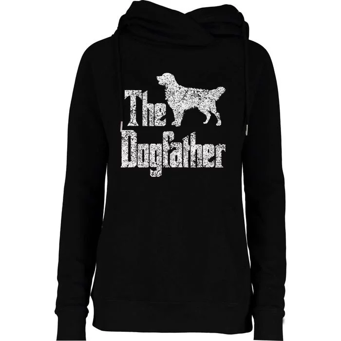 The Dogfather , Golden Retriever silhouette, dog gift Womens Funnel Neck Pullover Hood