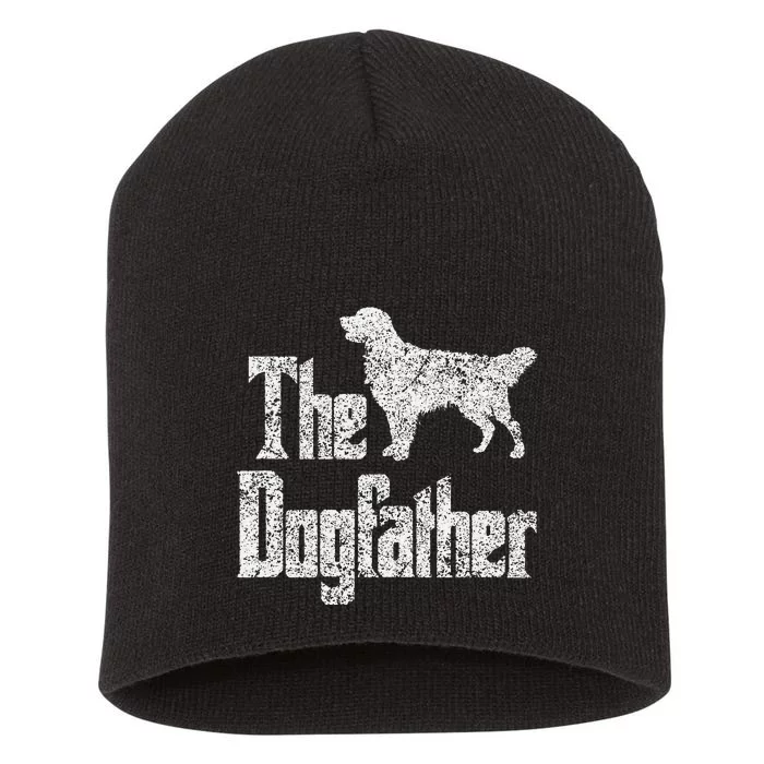 The Dogfather , Golden Retriever silhouette, dog gift Short Acrylic Beanie