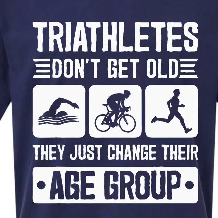 Triathletes Dont Get Old Retro Triathlon Joke Sueded Cloud Jersey T-Shirt