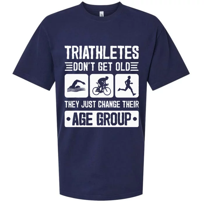 Triathletes Dont Get Old Retro Triathlon Joke Sueded Cloud Jersey T-Shirt