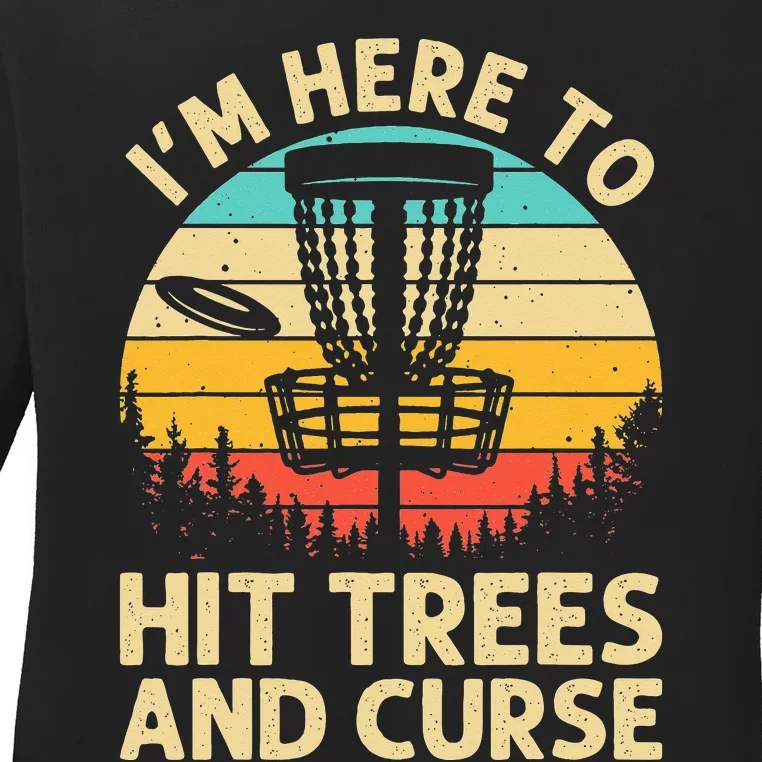 Treejection Disc Golf Funny Sports Tree Disc Golf Player Ladies Long Sleeve Shirt