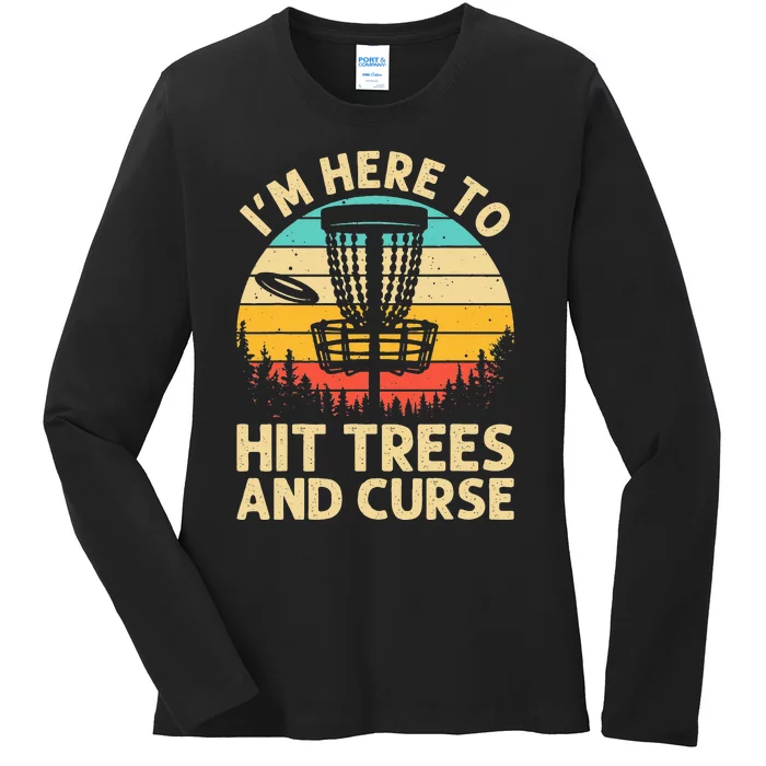 Treejection Disc Golf Funny Sports Tree Disc Golf Player Ladies Long Sleeve Shirt