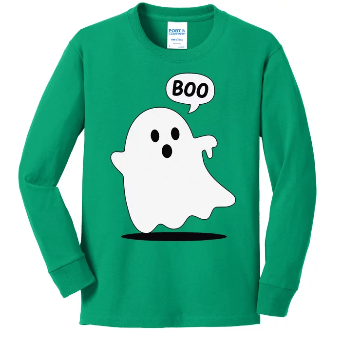 Thumbs Down Ghost Screaming Boo Disapproval Ghost Halloween Kids Long Sleeve Shirt