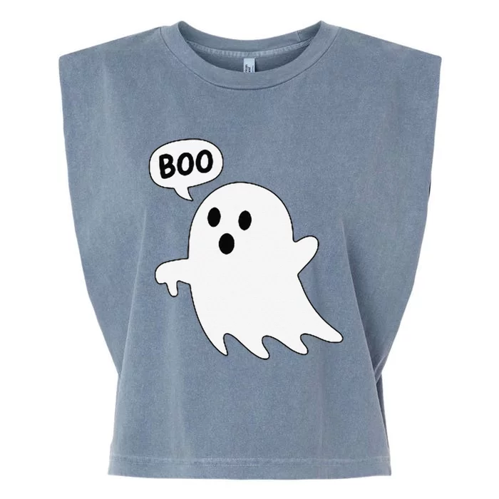 Thumbs Down Ghost Screaming Boo Disapproval Ghost Halloween Garment-Dyed Women's Muscle Tee