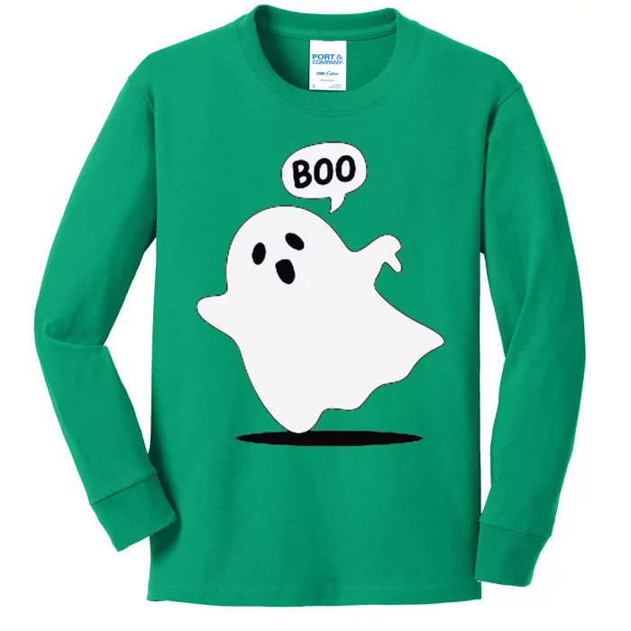 Thumbs Down Ghost Screaming Boo Disapproval Ghost Halloween Kids Long Sleeve Shirt