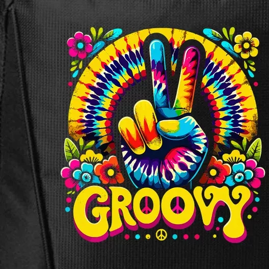 Tie Dye Groovy Peace Sign Hippie City Backpack