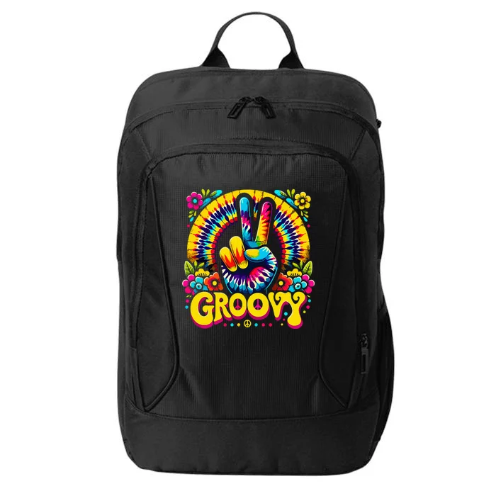 Tie Dye Groovy Peace Sign Hippie City Backpack