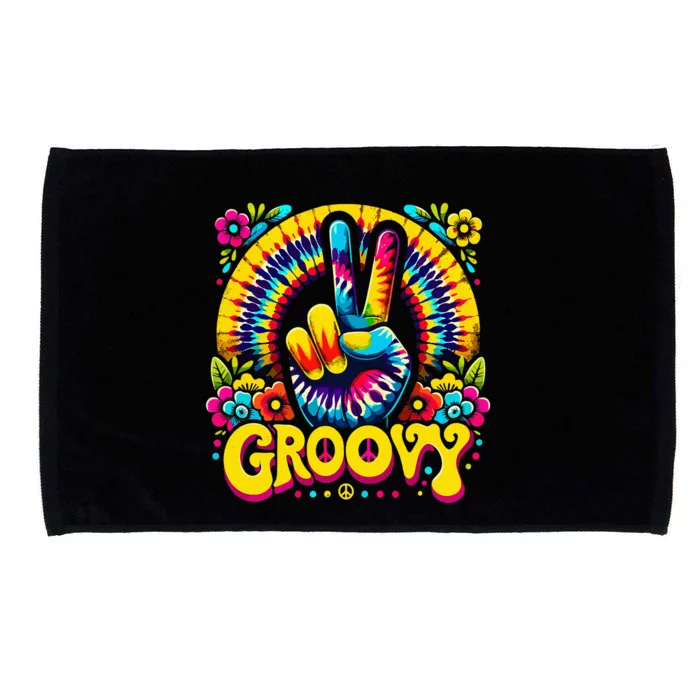 Tie Dye Groovy Peace Sign Hippie Microfiber Hand Towel