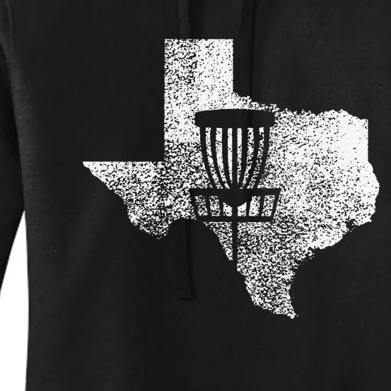 Texas Disc Golf State With Basket Distressed Women's Pullover Hoodie