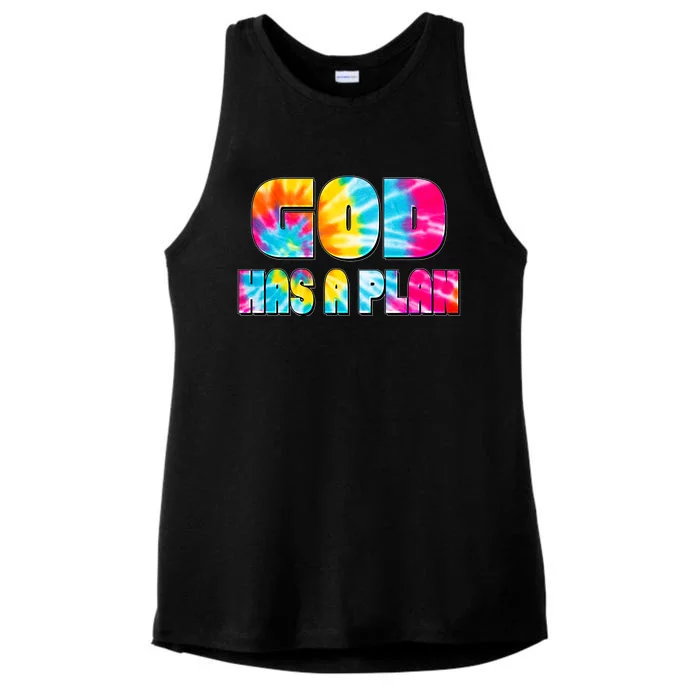 Tie Dye God Has A Plan Ladies Tri-Blend Wicking Tank