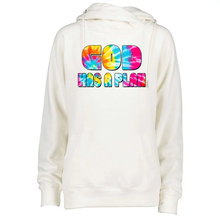 Tie Dye God Has A Plan Womens Funnel Neck Pullover Hood