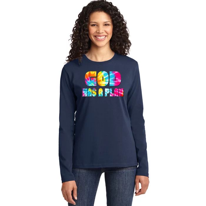 Tie Dye God Has A Plan Ladies Long Sleeve Shirt