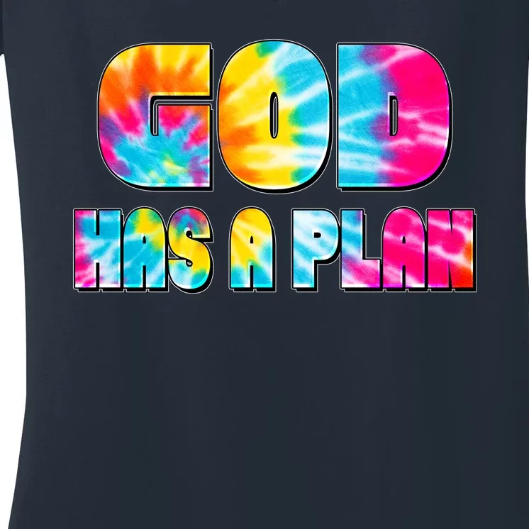 Tie Dye God Has A Plan Women's V-Neck T-Shirt