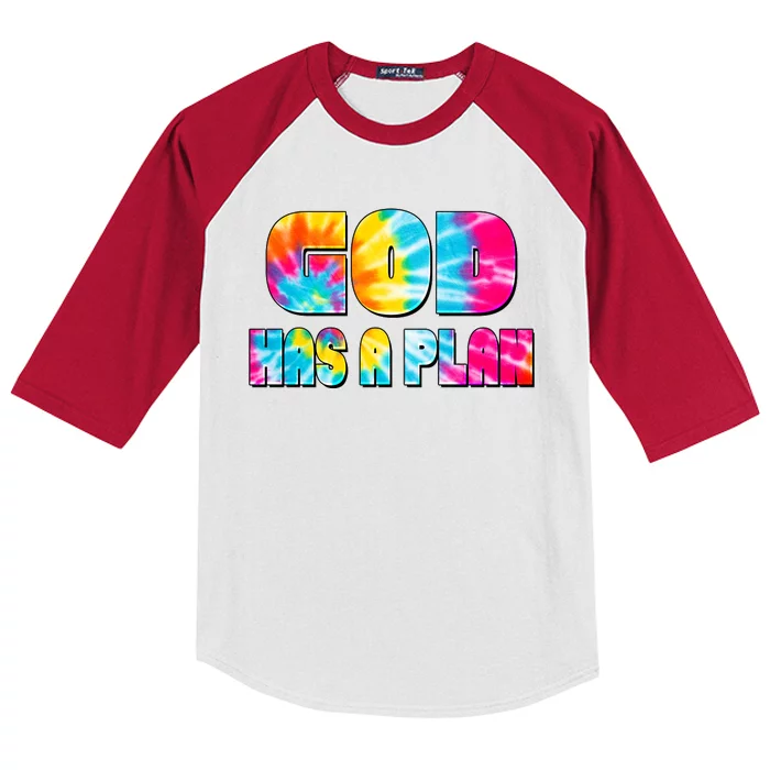 Tie Dye God Has A Plan Kids Colorblock Raglan Jersey