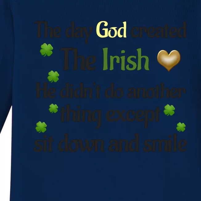 The Day God Created The Irish Cool Gift Baby Long Sleeve Bodysuit