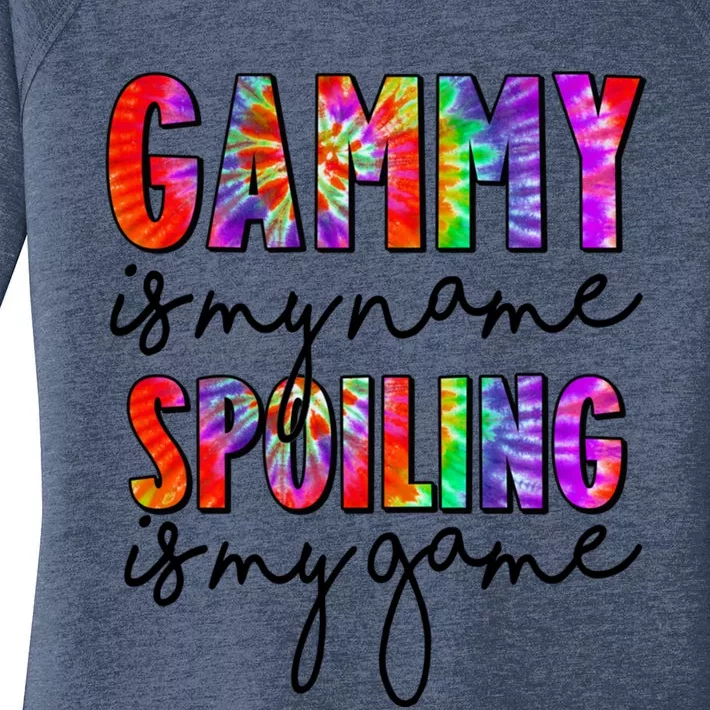 Tie Dye Gammy Is My Name Spoiling Is My Game Mothers Day Cool Gift Women's Perfect Tri Tunic Long Sleeve Shirt