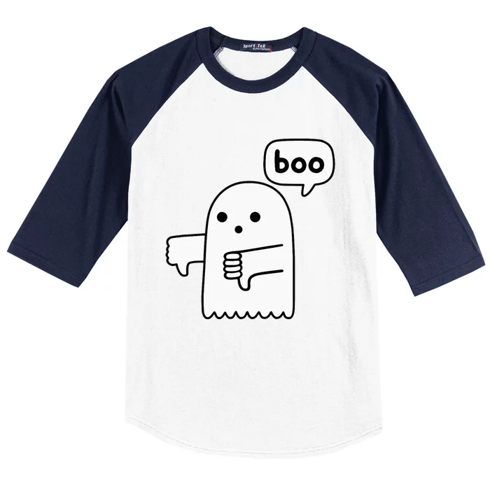 Thumbs Down Ghost Screaming Boo Disapproval Baseball Sleeve Shirt