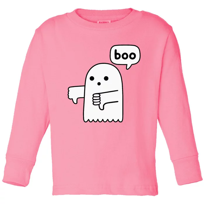 Thumbs Down Ghost Screaming Boo Disapproval Toddler Long Sleeve Shirt