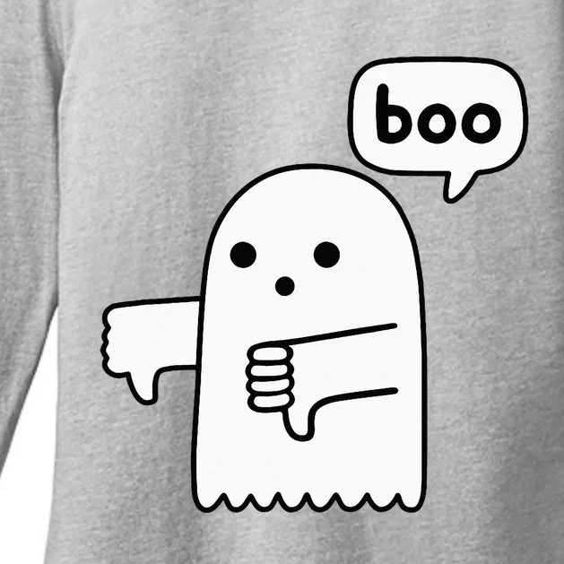 Thumbs Down Ghost Screaming Boo Disapproval Womens CVC Long Sleeve Shirt