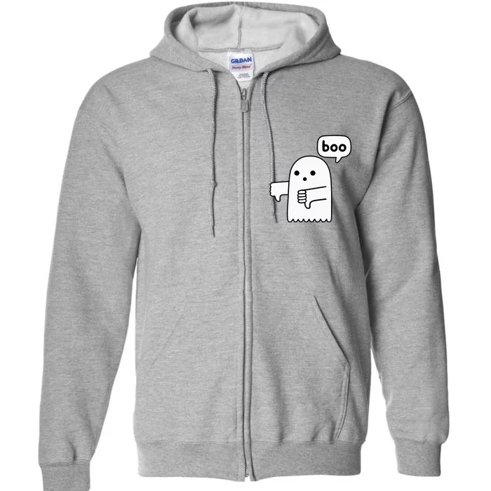 Thumbs Down Ghost Screaming Boo Disapproval Full Zip Hoodie