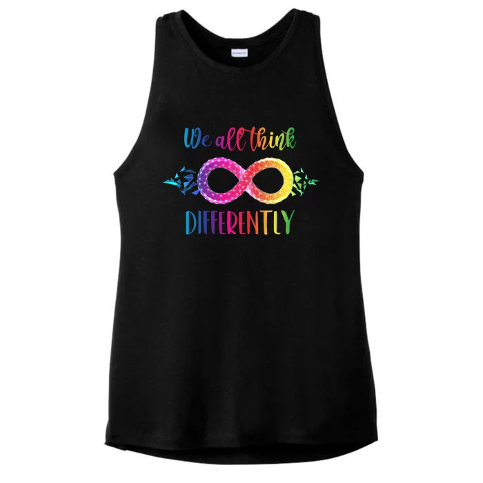 Think Differently Glass Infinity Symbol Autism Awareness Ladies Tri-Blend Wicking Tank