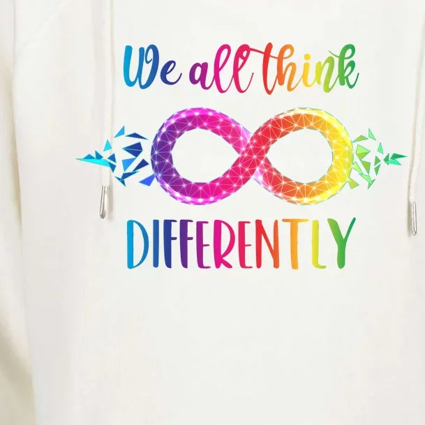 Think Differently Glass Infinity Symbol Autism Awareness Womens Funnel Neck Pullover Hood