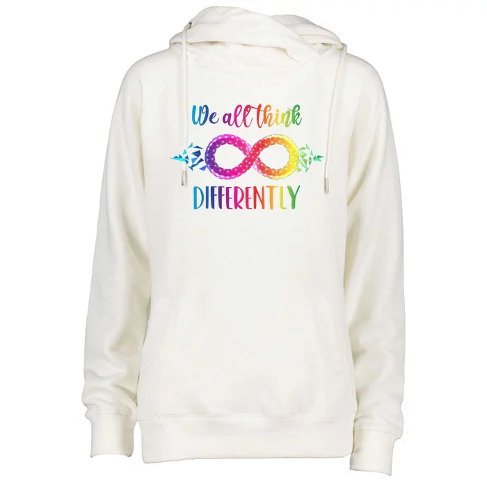 Think Differently Glass Infinity Symbol Autism Awareness Womens Funnel Neck Pullover Hood