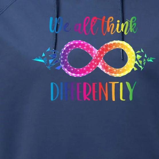 Think Differently Glass Infinity Symbol Autism Awareness Performance Fleece Hoodie