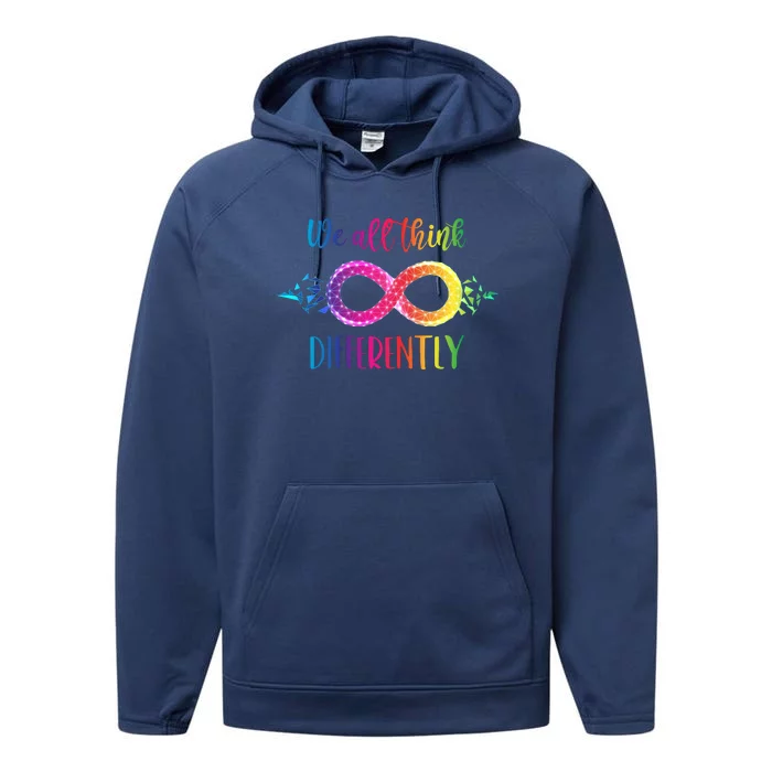 Think Differently Glass Infinity Symbol Autism Awareness Performance Fleece Hoodie