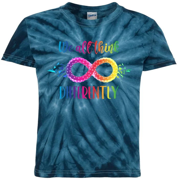 Think Differently Glass Infinity Symbol Autism Awareness Kids Tie-Dye T-Shirt