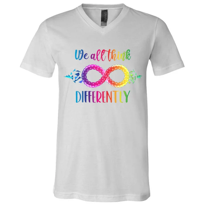 Think Differently Glass Infinity Symbol Autism Awareness V-Neck T-Shirt