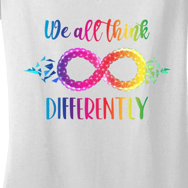 Think Differently Glass Infinity Symbol Autism Awareness Women's V-Neck T-Shirt