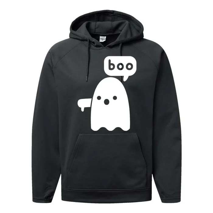 Thumbs Down Ghost Screaming Boo Disapproval Ghost Halloween Performance Fleece Hoodie